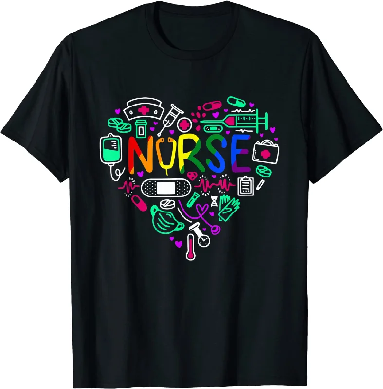 Nurse LGBTQ Gay Pride Shirt, Rainbow Flag Registered Nursing RN T Shirt