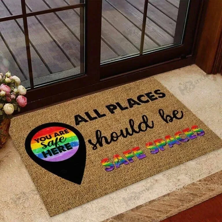 All Place Should Be Safe Spaces Pride Lgbt Doormat, Pride Mat For Gay, Lesbian Mat Gift All Place Should Be Safe Spaces Pride Lgbt Doormat, Pride Mat For Gay, Lesbian Mat Gift