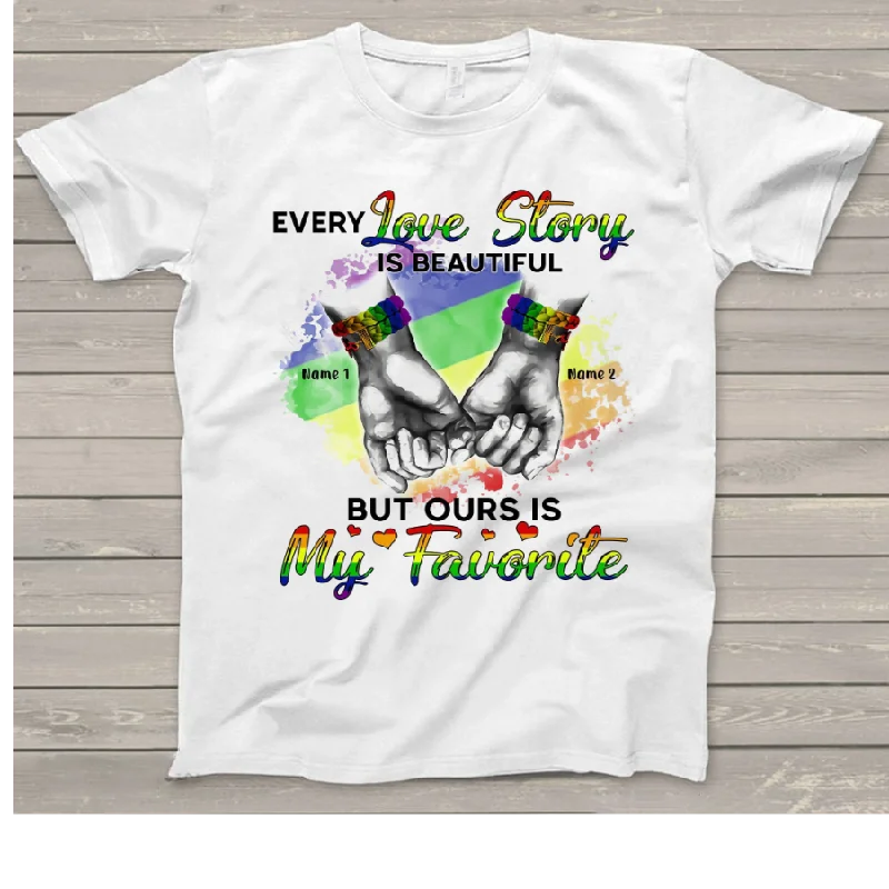 Lightweight graphic tees for outdoor pride festivals--Personalized Pride Shirts, Gift For LGBTQ+ Couple, Partner, Every Love Story Is Beautiful Lightweight graphic tees for outdoor pride festivals--Personalized Pride Shirts, Gift For LGBTQ+ Couple, Partner, Every Love Story Is Beautiful