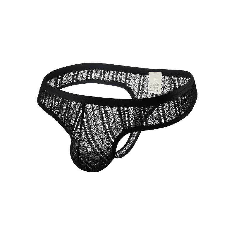 Mens T-back Mesh Thong with Pouch
