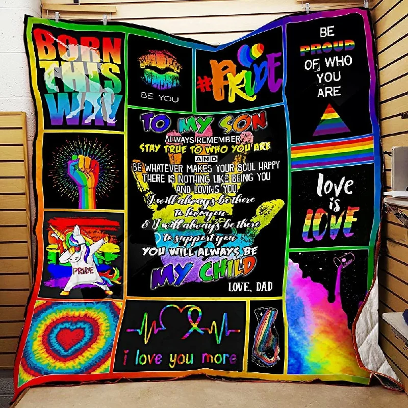 To My Son Blanket Lgbt Pride Fleece Blankets, Pride Blankets From Dad Mom, Gay Pride Bisexual Pride Month Gifts To My Son Blanket Lgbt Pride Fleece Blankets, Pride Blankets From Dad Mom, Gay Pride Bisexual Pride Month Gifts