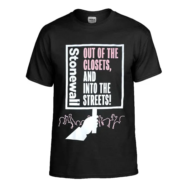 Soft cotton graphic tees for sensitive skin--Limited Edition T-Shirt - 'Out Of The Closets, And Into The Streets!' Soft cotton graphic tees for sensitive skin--Limited Edition T-Shirt - 'Out Of The Closets, And Into The Streets!'