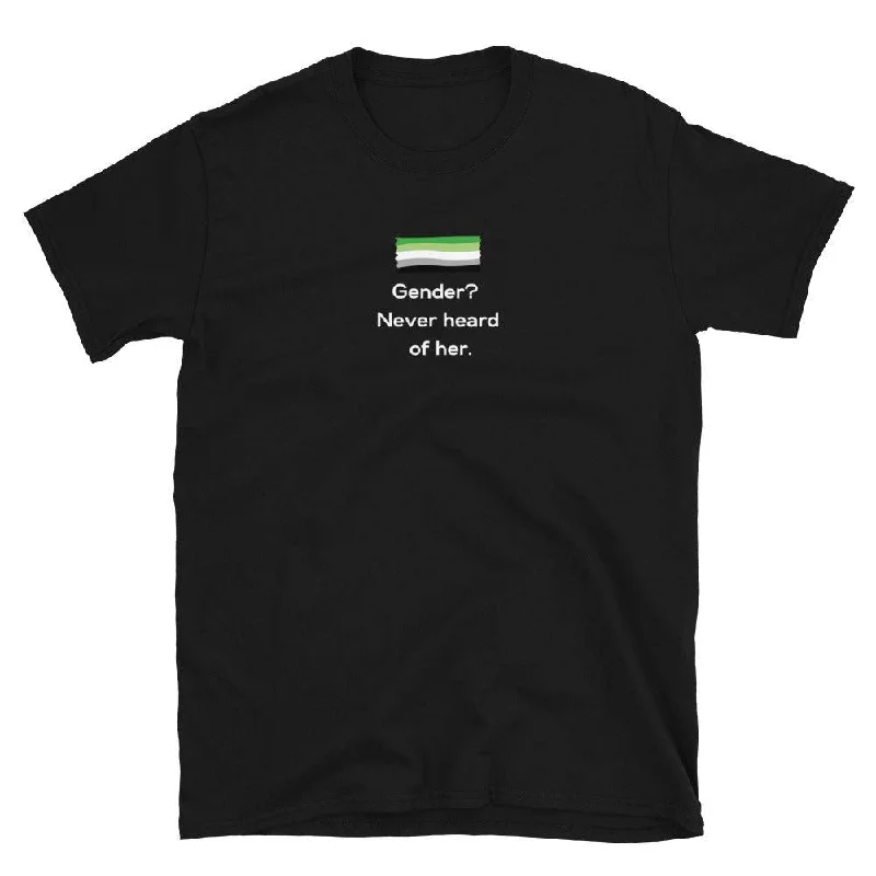 Comfortable graphic tees for pride marches and rallies--Gender Never Heard of Her Agender Pride Shirt Comfortable graphic tees for pride marches and rallies--Gender Never Heard of Her Agender Pride Shirt