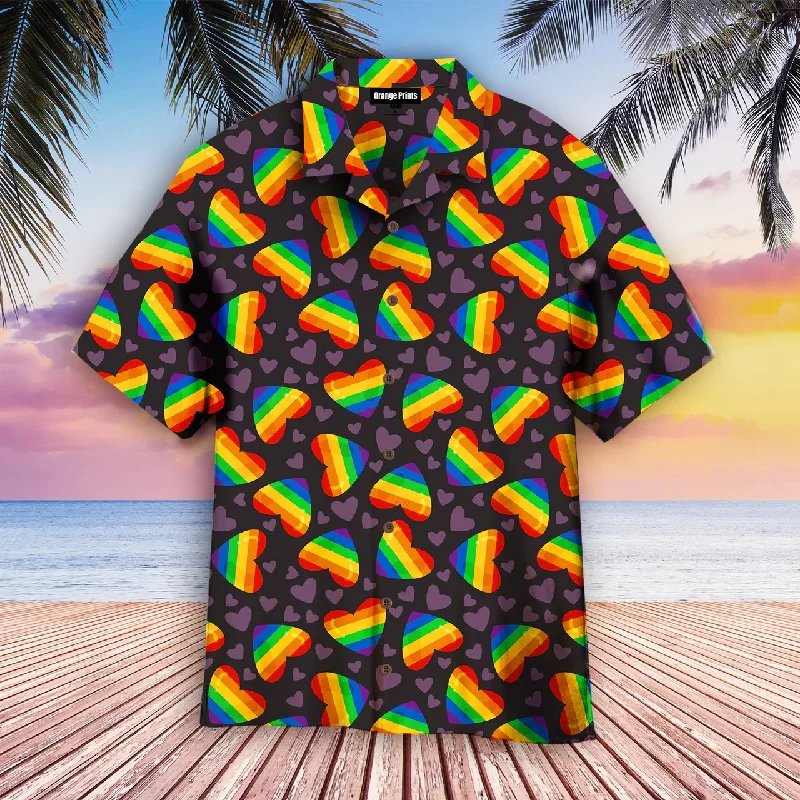 Lightweight graphic tees for spring pride marches--Rainbow Heart Lgbt Hawaiian Shirt, Amazing Lgbt Hawaiian Shirt, Hawaiian Pride, Gift For Gaymer Lightweight graphic tees for spring pride marches--Rainbow Heart Lgbt Hawaiian Shirt, Amazing Lgbt Hawaiian Shirt, Hawaiian Pride, Gift For Gaymer