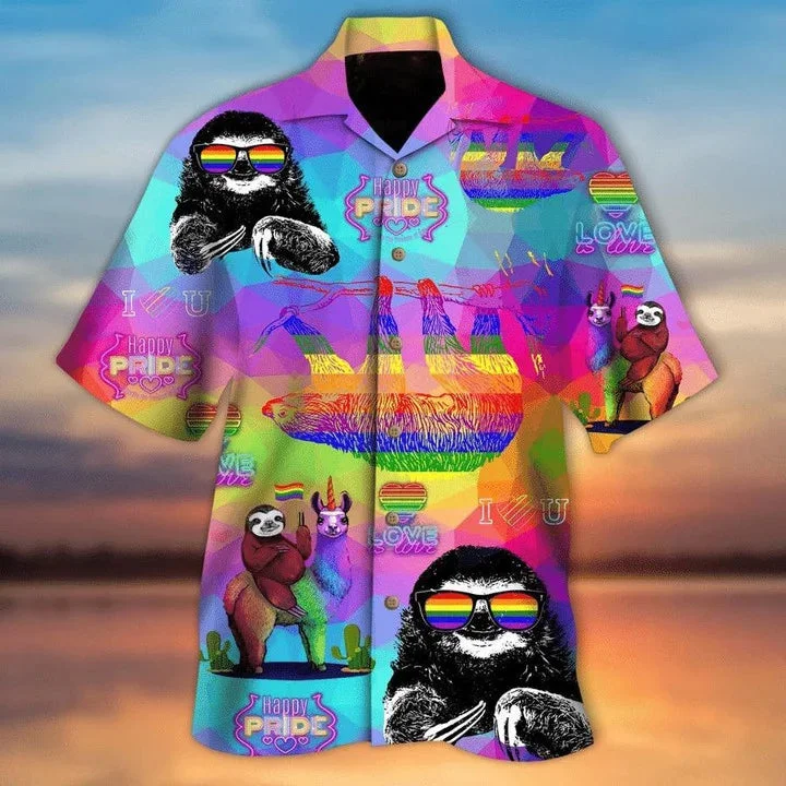 Affordable graphic tees with inclusive pronoun designs--Beach Shirt Pride Month Lbgt Hawaiian Shirt For Men And Women Aloha Shirt Affordable graphic tees with inclusive pronoun designs--Beach Shirt Pride Month Lbgt Hawaiian Shirt For Men And Women Aloha Shirt