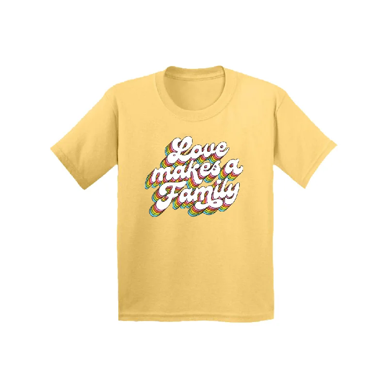 Lightweight graphic tees for summer pride events--Love Makes A Family - Kids Tee Shirt Lightweight graphic tees for summer pride events--Love Makes A Family - Kids Tee Shirt