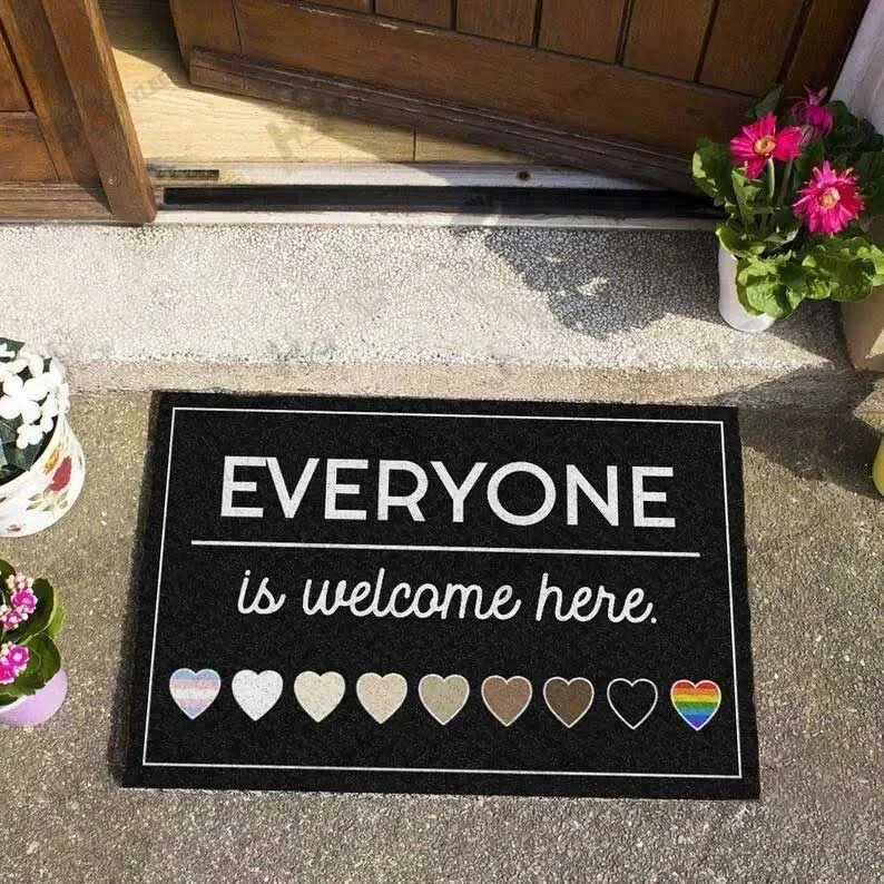 Human Right Everyone Is Welcome Here Doormat, Lgbtq Doormat, Pride Doormat, Pride Gift For Ally Support Lgbt Human Right Everyone Is Welcome Here Doormat, Lgbtq Doormat, Pride Doormat, Pride Gift For Ally Support Lgbt