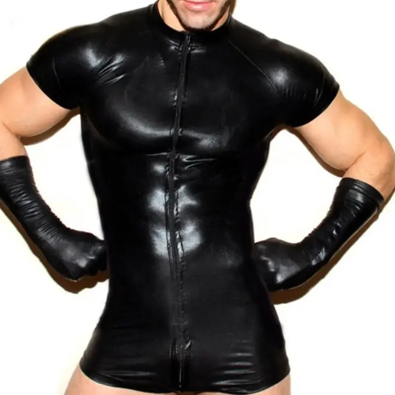 Side Show Black Short Sleeve Zipper Singlet