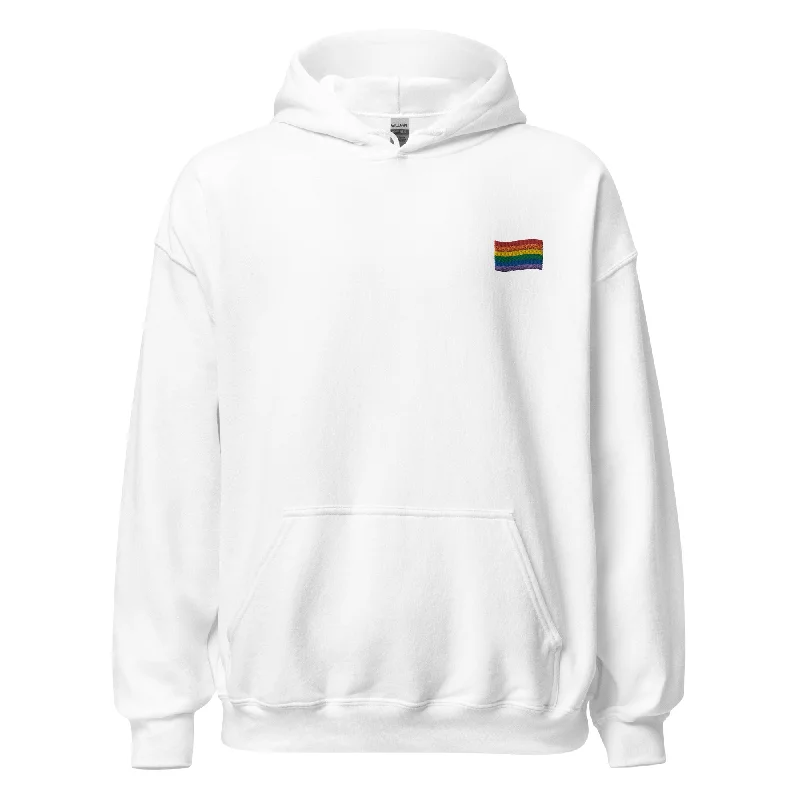 Comfortable sweatshirts for pride community events--Rainbow Flag Embroidered Unisex Hoodie Comfortable sweatshirts for pride community events--Rainbow Flag Embroidered Unisex Hoodie