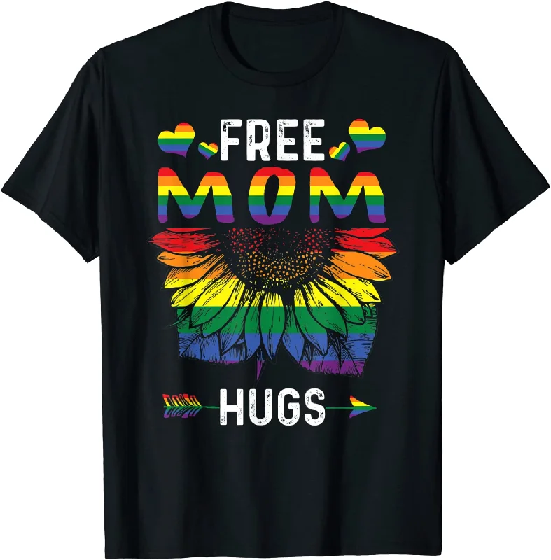 Lesbian Mom Shirt, Free Mom Hugs Shirt Sunflower Gift To Lesbian