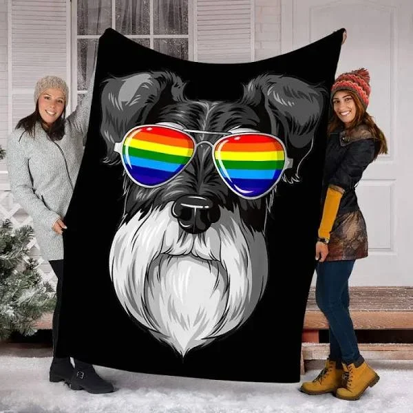 Lgbtq Blanket Schnauzer Gay Pride Flag Lgbt Rainbow Blanket Fleece Blanket, Funny Pride Quilt Lgbtq Blanket Schnauzer Gay Pride Flag Lgbt Rainbow Blanket Fleece Blanket, Funny Pride Quilt