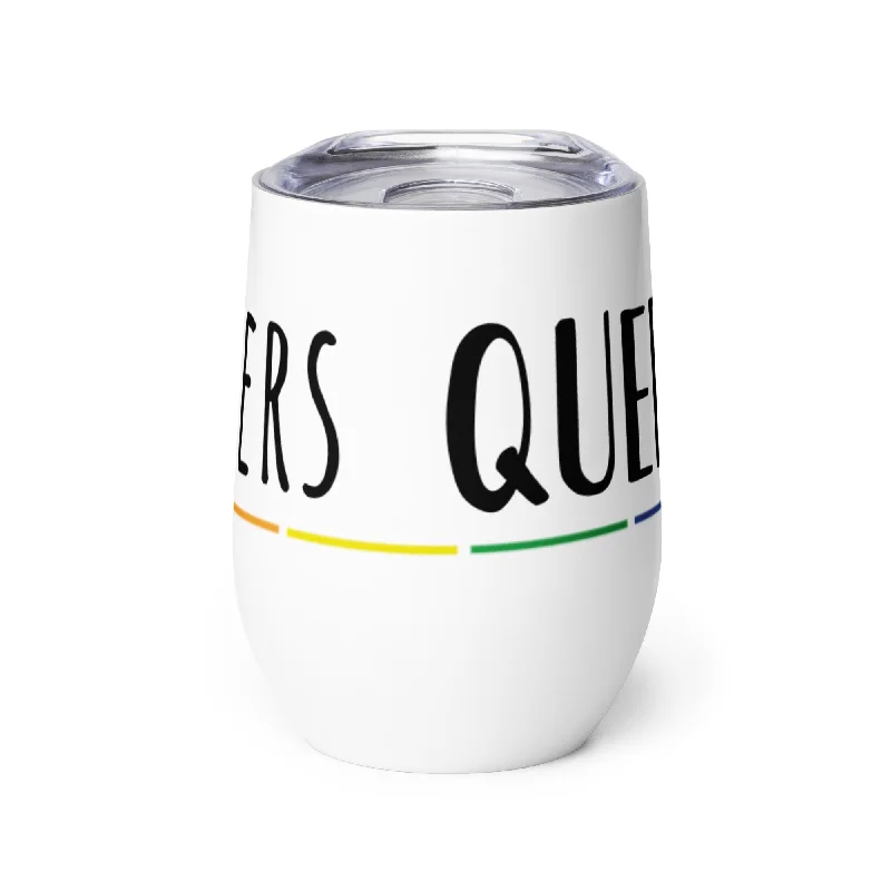 LGBTQ Pride Stainless Steel Wine Tumbler 12oz - Cheers Queers!
