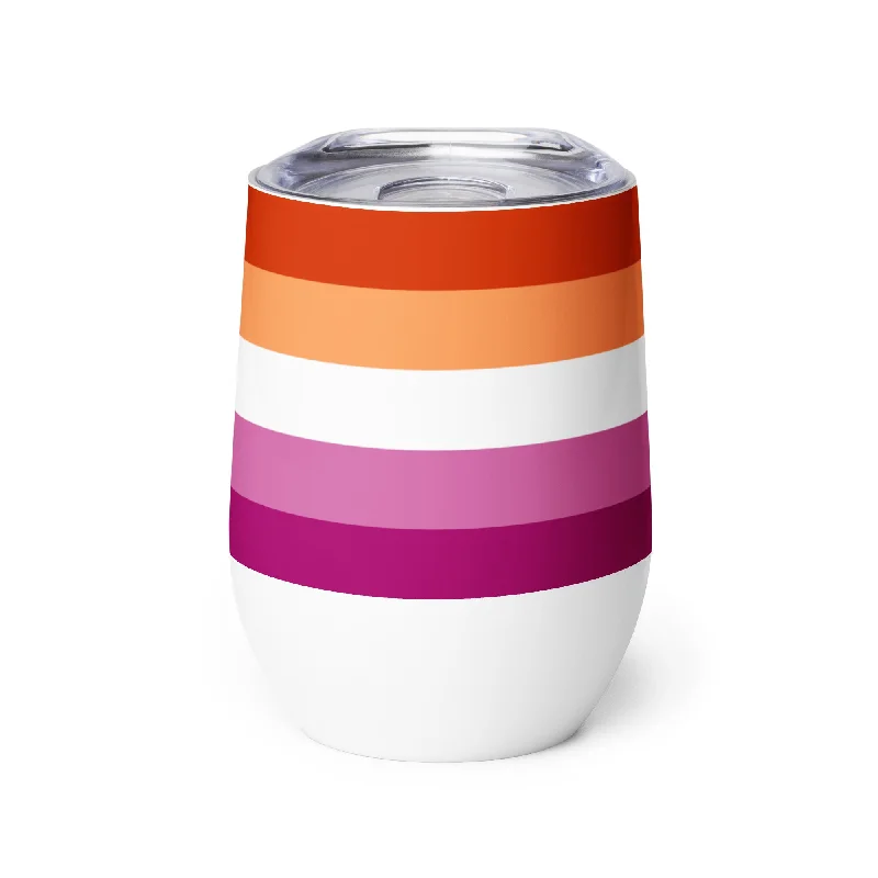 Lesbian Pride Flag Stainless Steel Wine Tumbler 12oz
