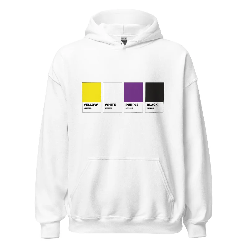 Hoodies with love is love rainbow designs--Non-Binary Colors Swatch Unisex Hoodie