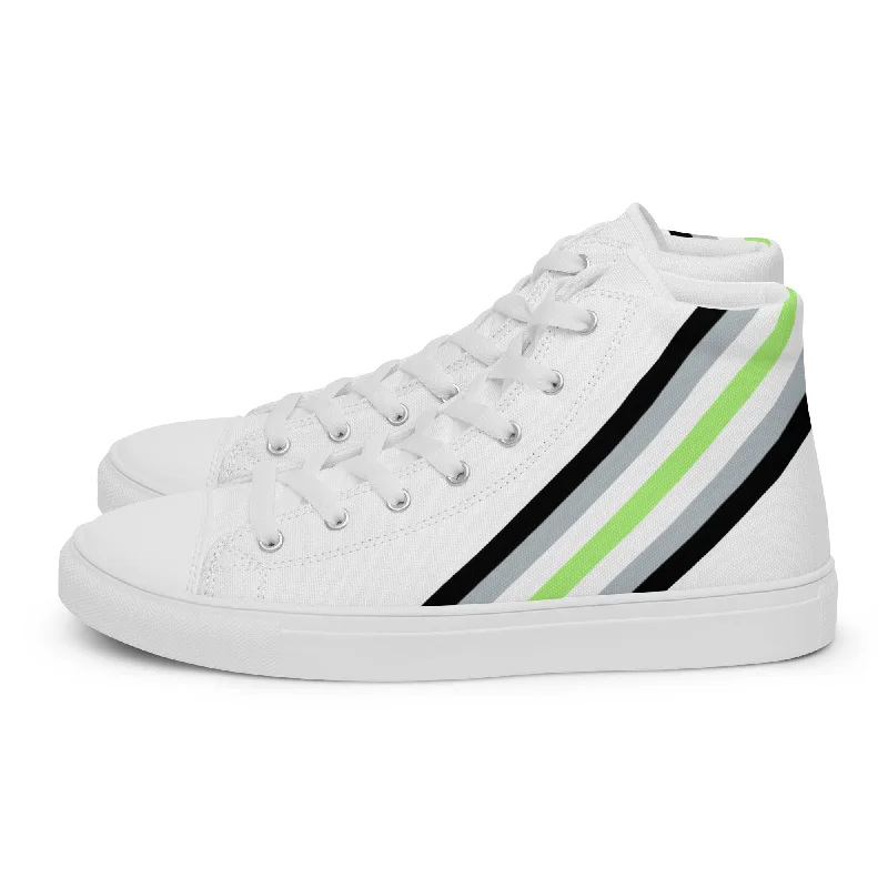 Agender Diagonal Flag Colors LGBTQ+ Men Sizes High Top Canvas Shoes