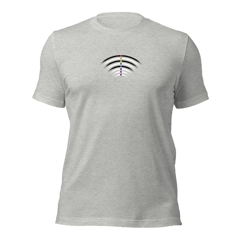 Graphic pride t-shirts with rainbow peace and love designs--Colorful LGBTQ+ Ally Tee