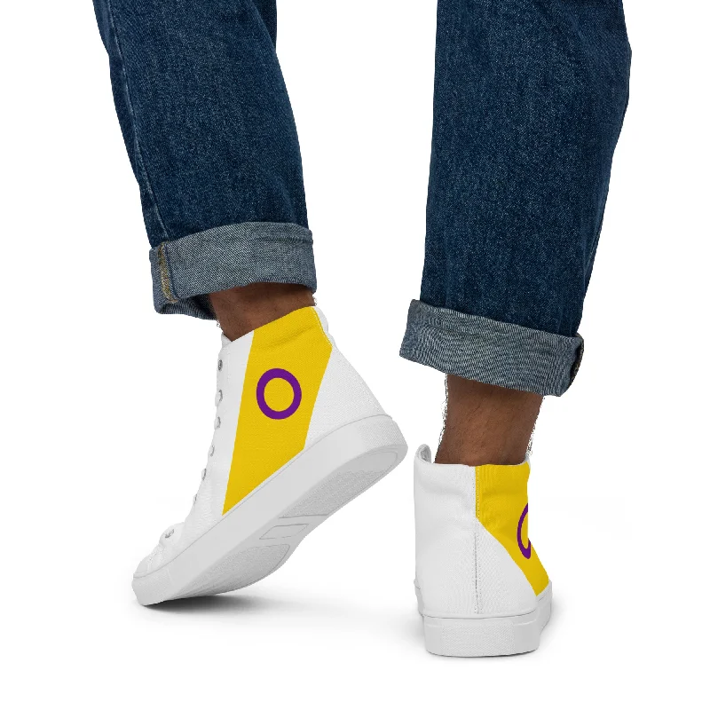 Intersex Diagonal Flag Colors LGBTQ+ High Top Canvas Shoes Men Sizes