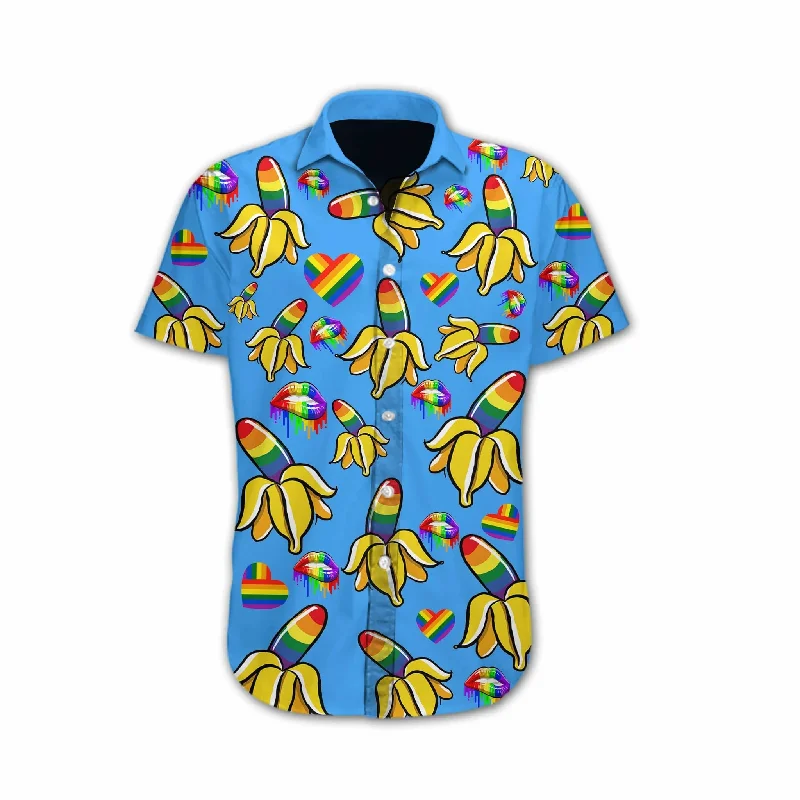 Graphic pride t-shirts with rainbow lightning bolt prints--Gay Pride Gift Hawaiian Shirt, Banana Design Hawaiian Shirt Graphic pride t-shirts with rainbow lightning bolt prints--Gay Pride Gift Hawaiian Shirt, Banana Design Hawaiian Shirt
