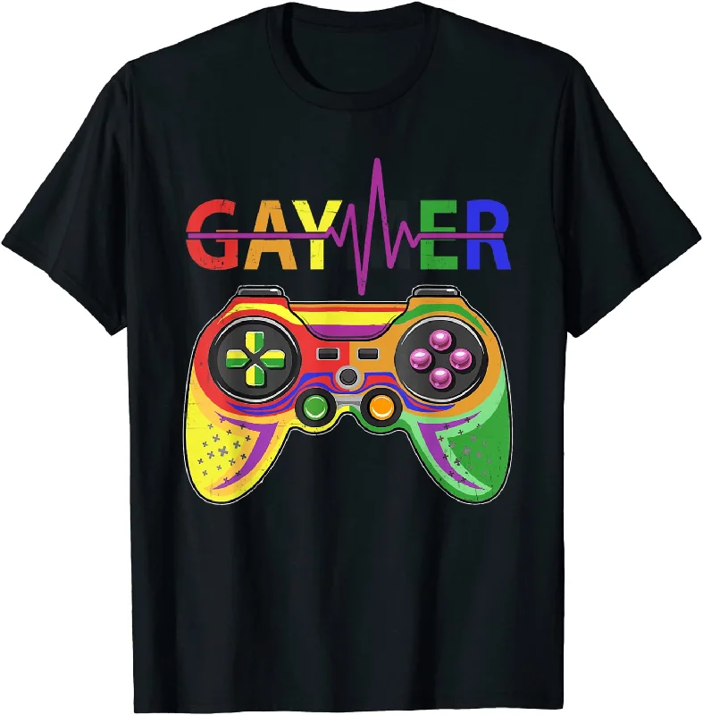 Lightweight graphic tees for spring pride marches--Gaymer Gay Pride LGBT Rainbow Shirt Video Game LGBTQ T Shirt Lightweight graphic tees for spring pride marches--Gaymer Gay Pride LGBT Rainbow Shirt Video Game LGBTQ T Shirt