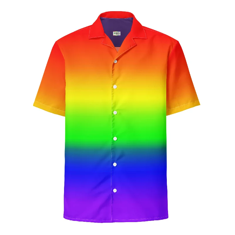 LGBTQ Pride Rainbow Ombre Short Sleeve Button-Down Shirt Unisex