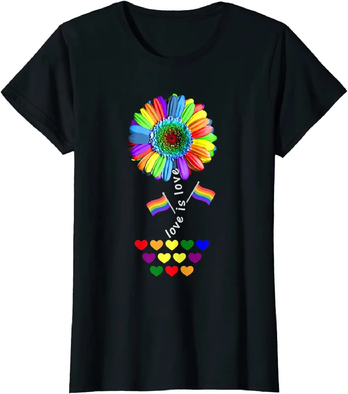 Love Is Love LGBT Gay Pride Rainbow Sunflower T Shirt