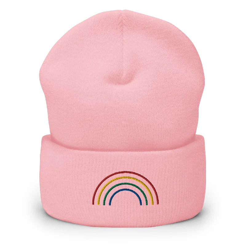 Rainbow Arch Embroidered Cuffed Beanie