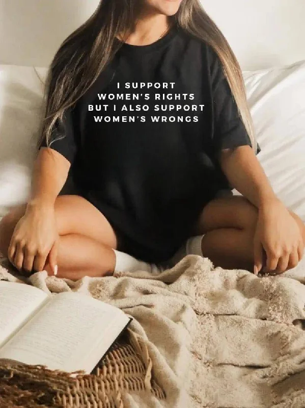 Graphic pride t-shirts with embroidered rainbow hearts--I support Women's Rights but I also Support Women's WrongsShort-Sleeve T-Shirt Graphic pride t-shirts with embroidered rainbow hearts--I support Women's Rights but I also Support Women's WrongsShort-Sleeve T-Shirt