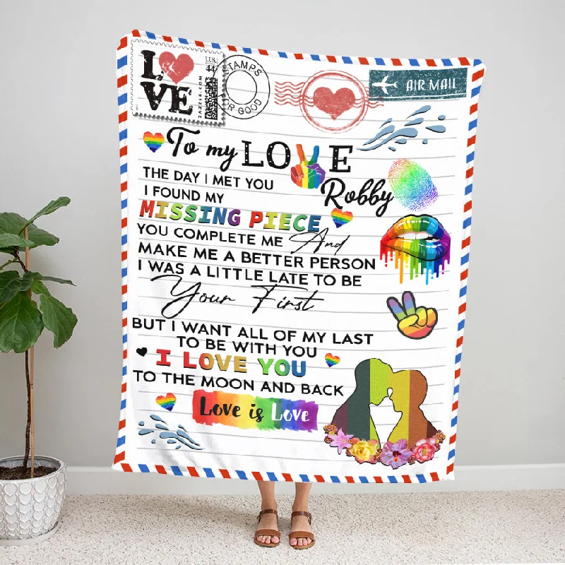 Personalized To My Love Lgbt Gay Pride Blanket Couple Gaymer Blanket, Gift For Couple Gay Man, Blanket For Gay Men Personalized To My Love Lgbt Gay Pride Blanket Couple Gaymer Blanket, Gift For Couple Gay Man, Blanket For Gay Men