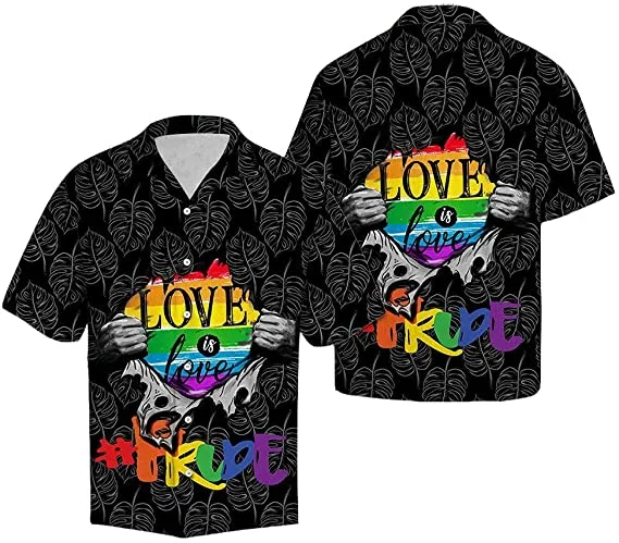Affordable graphic tees with inclusive pronoun designs--Lgbt Love Pride Hawaii Shirt Cotton Casual Button Down Short Sleeves Hawaiian Pocket Shirt Affordable graphic tees with inclusive pronoun designs--Lgbt Love Pride Hawaii Shirt Cotton Casual Button Down Short Sleeves Hawaiian Pocket Shirt