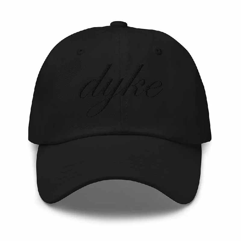 Black-on-black Dyke Script Twill Dad Hat