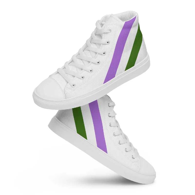 Genderqueer Diagonal Flag Colors LGBTQ+ High Top Canvas Shoes Men Sizes