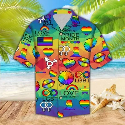 Happy Pride Month Hawaiian Shirt, Pride Rainbow Hawaiian Shirt For Gaymer, Lesbian Hawaiian Shirt Happy Pride Month Hawaiian Shirt, Pride Rainbow Hawaiian Shirt For Gaymer, Lesbian Hawaiian Shirt