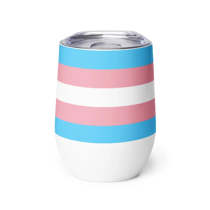 Transgender Trans Pride Flag Stainless Steel Wine Tumbler 12oz