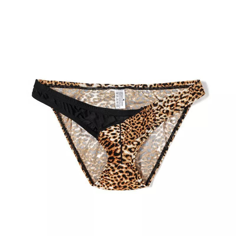 Leopard Print and Side Mesh Briefs
