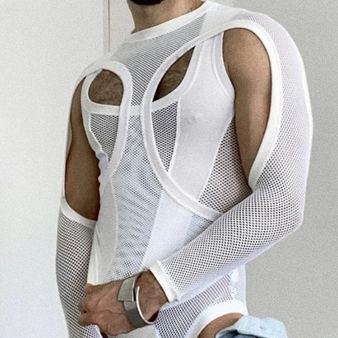 Long Sleeve Elegant Mesh Bodysuits