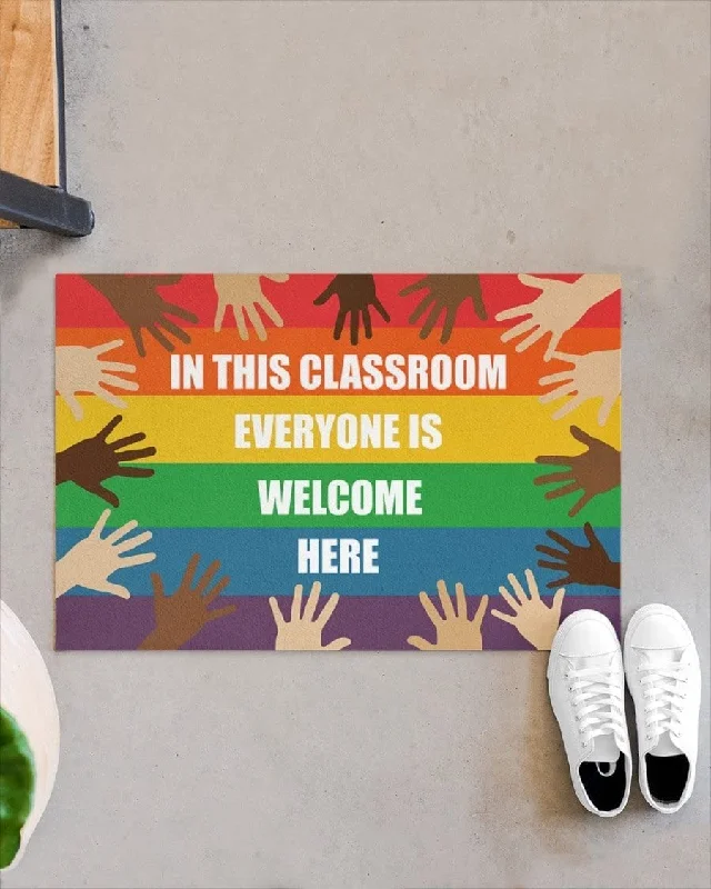 Lgbt Door Mat Indoor Entrance In This Classroom Everyone Is Welcome Here Indoor And Outdoor Pride Doormat Lgbt Door Mat Indoor Entrance In This Classroom Everyone Is Welcome Here Indoor And Outdoor Pride Doormat