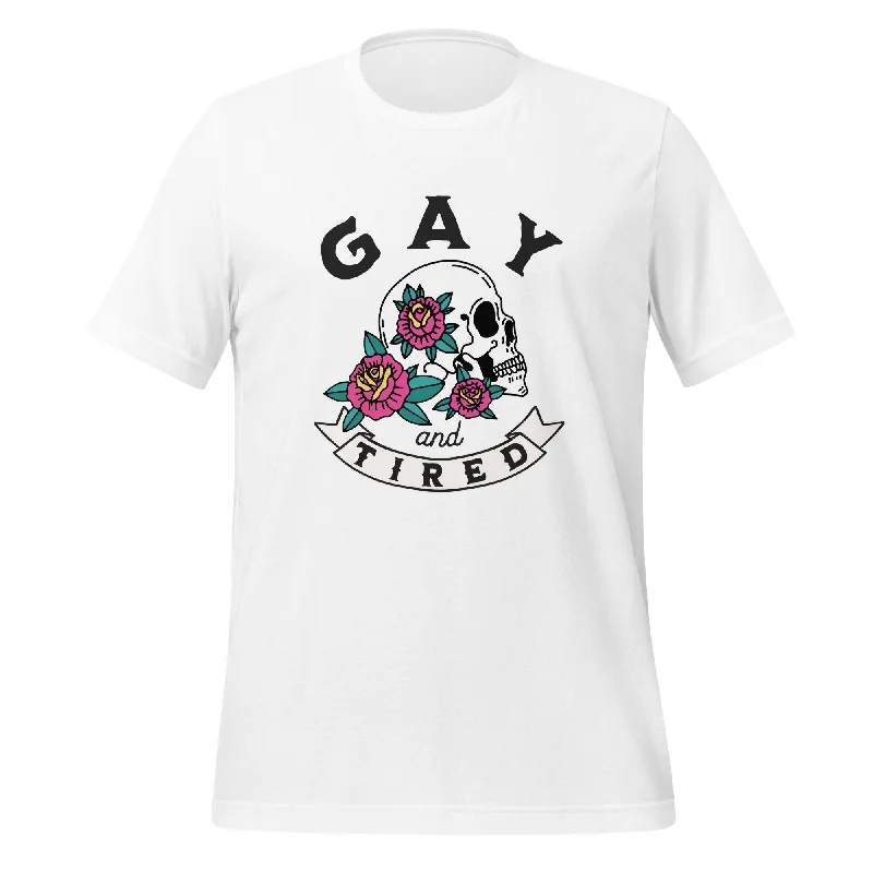 Graphic pride t-shirts with bold love wins slogans--Gay & Tired Skull Unisex T-Shirt Graphic pride t-shirts with bold love wins slogans--Gay & Tired Skull Unisex T-Shirt