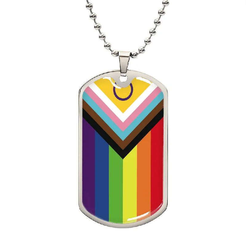LGBTQ Intersex Inclusive Pride Military Dog Tag Necklace