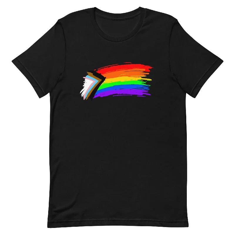 LGBTQ Pride T-Shirt - Progress Flag Paint Stripes - Unisex
