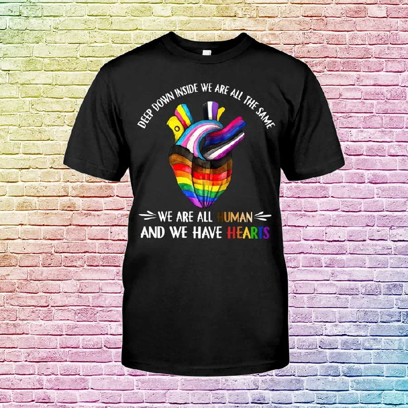 Gaymer Shirt, Lesbian Shirt, We Are All Human And We Have Hearts, Pride T Shirts For LGBT