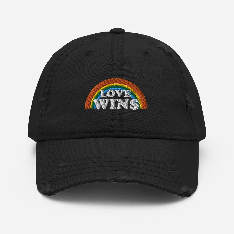 Love Wins Distressed Embroidered Dad Hat