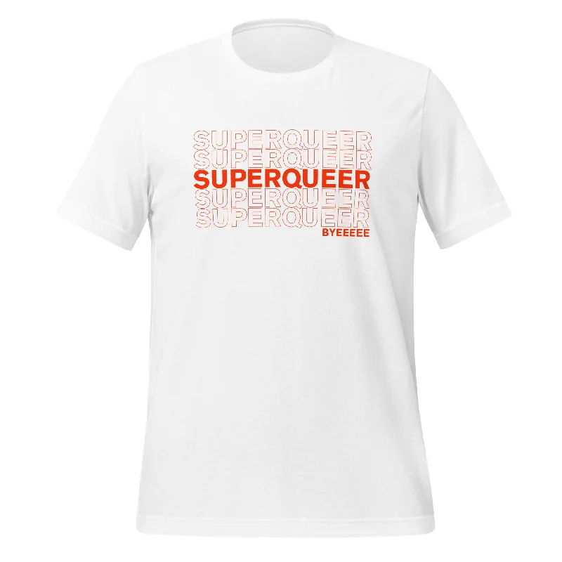 Graphic pride tees with customizable slogans and colors--Super Queer Unisex T-Shirt
