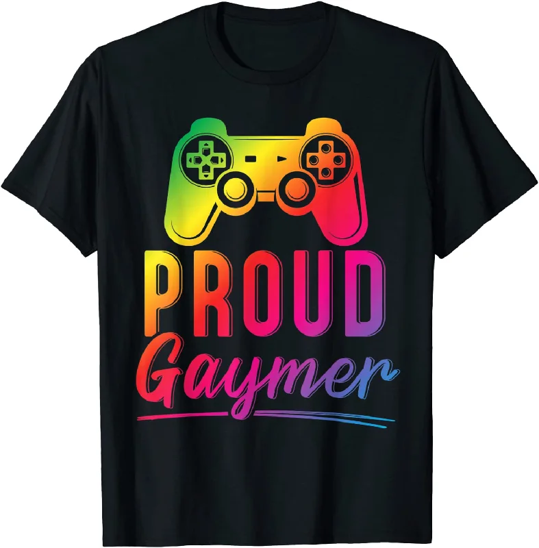 Proud Gaymer T Shirt, LGBT Video Game Gay Pride Shirt Rainbow Gamer T Shirt