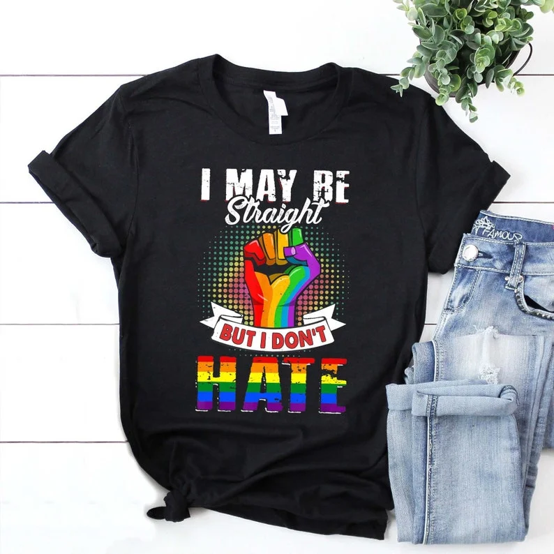 Graphic pride t-shirts with rainbow peace symbols--Rainbow LGBT Shirt, Lesbian Shirt, I May Be Straight But I Don't Hate Gay Les Pride LGBT Shirt Graphic pride t-shirts with rainbow peace symbols--Rainbow LGBT Shirt, Lesbian Shirt, I May Be Straight But I Don't Hate Gay Les Pride LGBT Shirt