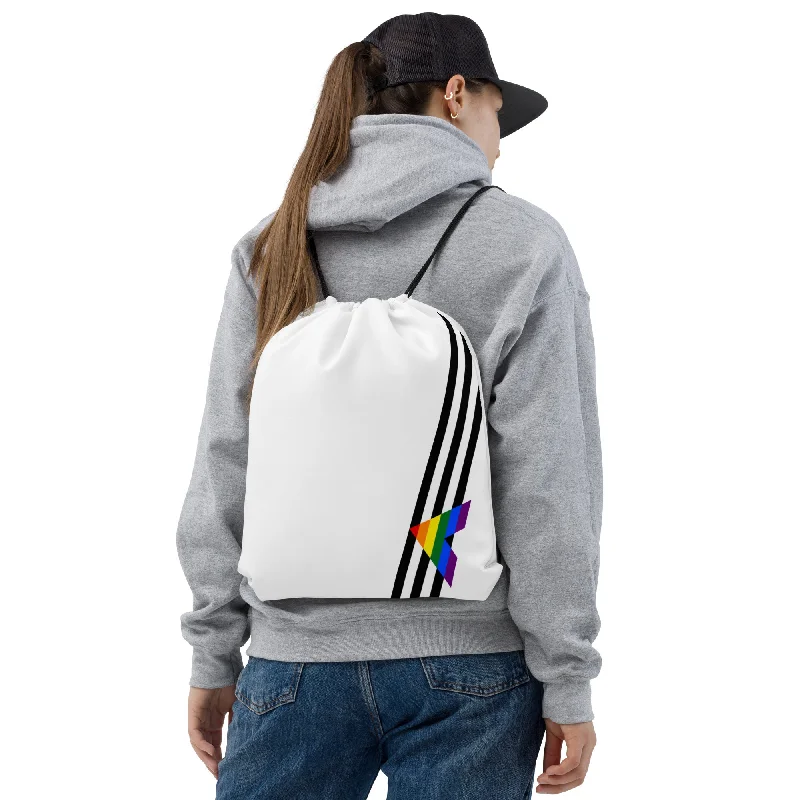 Ally Diagonal Flag Colors LGBTQ+ Drawstring Bag