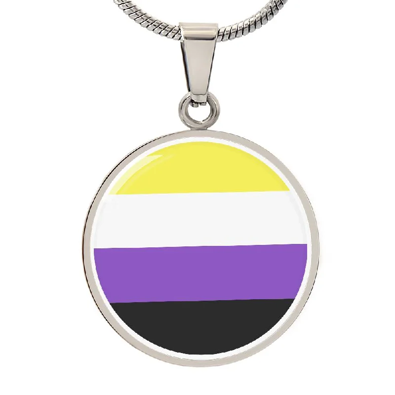 Nonbinary Enby Pride Circle Pendant Necklace