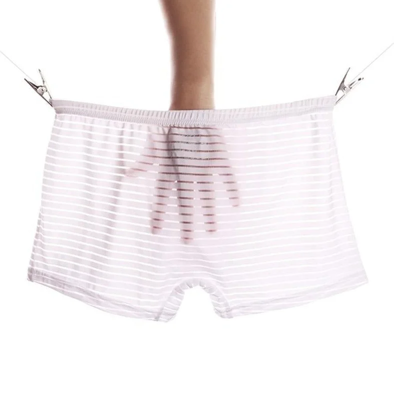 Men's Silky Striped Sheer Boxers