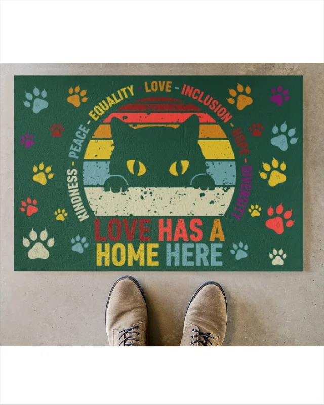 Pride Cat Doormat, Love Has Home Here, Pride Welcome Mat, Ally Gift, Lesbian Home Gift, Gay Doormat Pride Cat Doormat, Love Has Home Here, Pride Welcome Mat, Ally Gift, Lesbian Home Gift, Gay Doormat