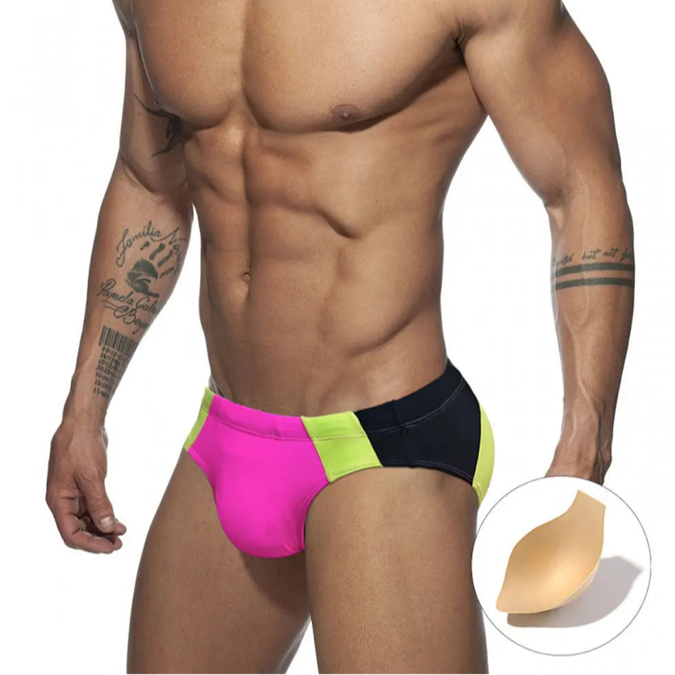Men’s Colorblock Bulge-Boost Swim Briefs