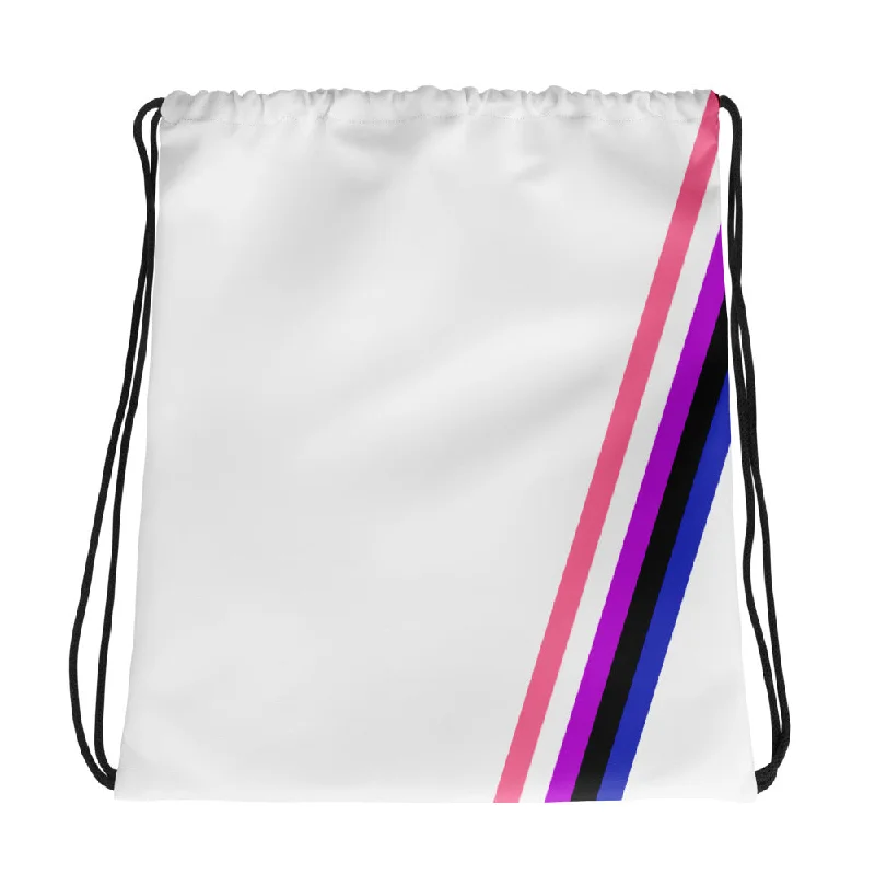 Genderfluid Diagonal Flag Colors LGBTQ+ Drawstring Bag